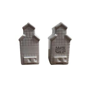 Vintage Grain Elevator Salt & Pepper shakers WW Dewey Grain & feed Co. Pekin IL